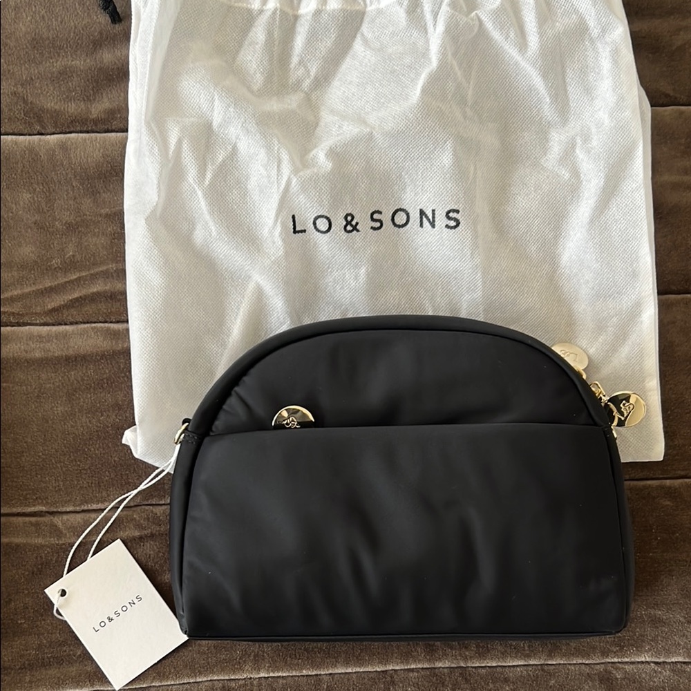 Lo & Sons Black Cosmetic Bag with Gold Accents